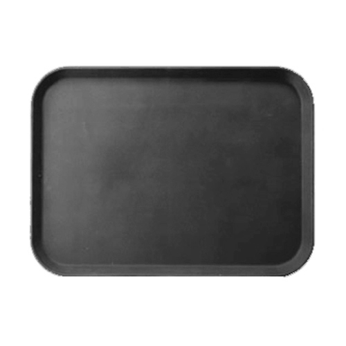 Поднос прорезиненный прямоугольный 450х350х25 мм, (черный) сорт 2